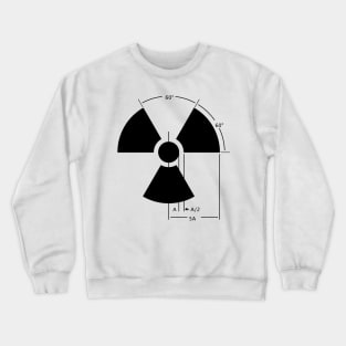 Warning Radiation Sign Design Black on White Crewneck Sweatshirt